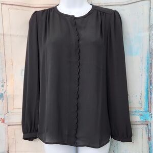 J. Crew Scalloped Blouse in Black